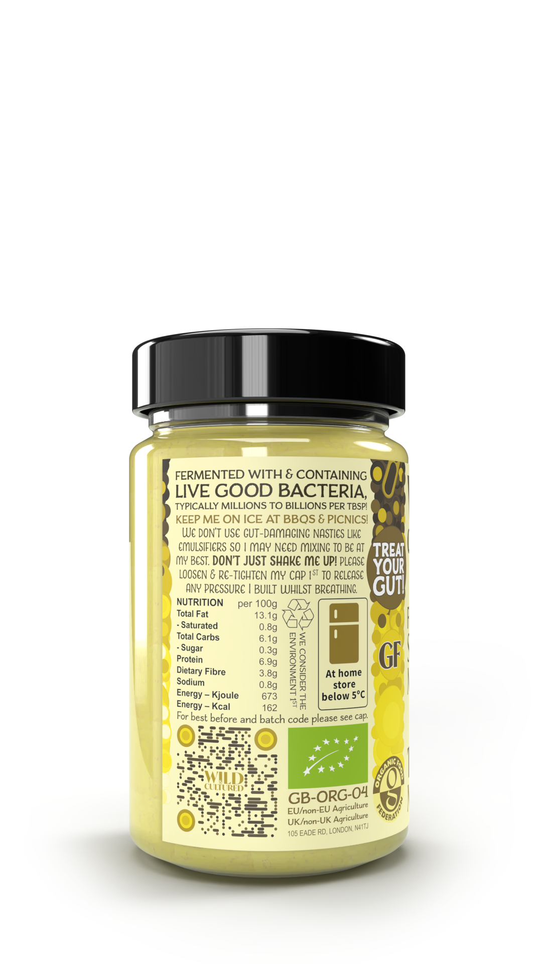 Live fermented organic probiotic gut healthy smooth mustard