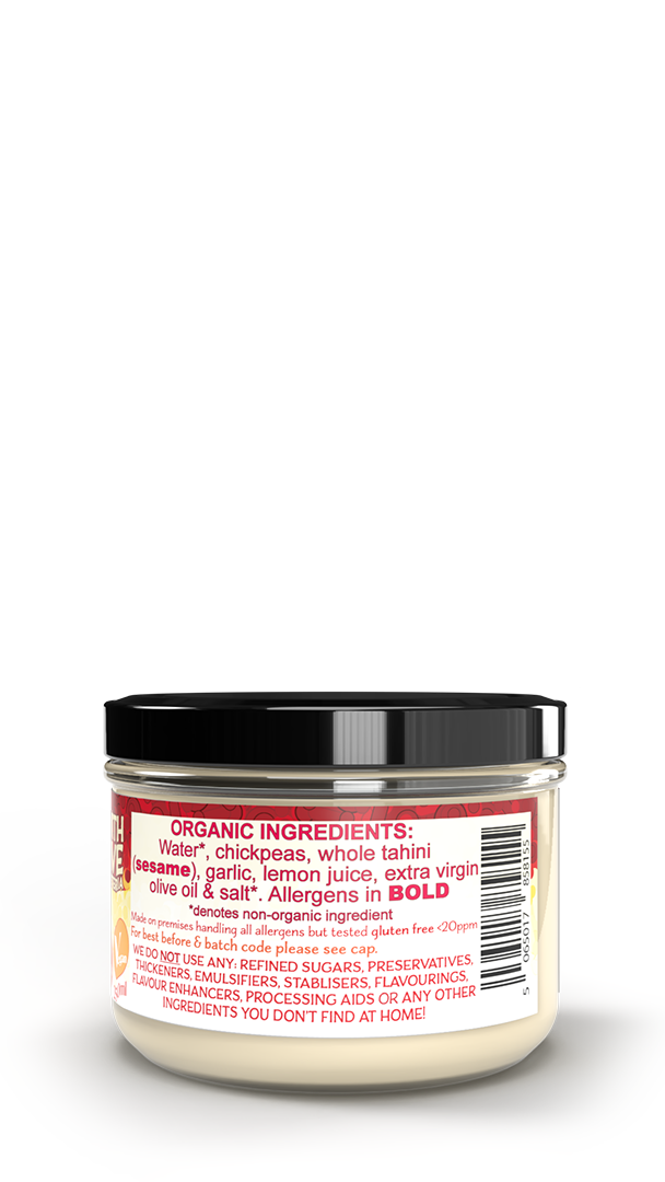 Live fermented organic probiotic gut healthy houmous