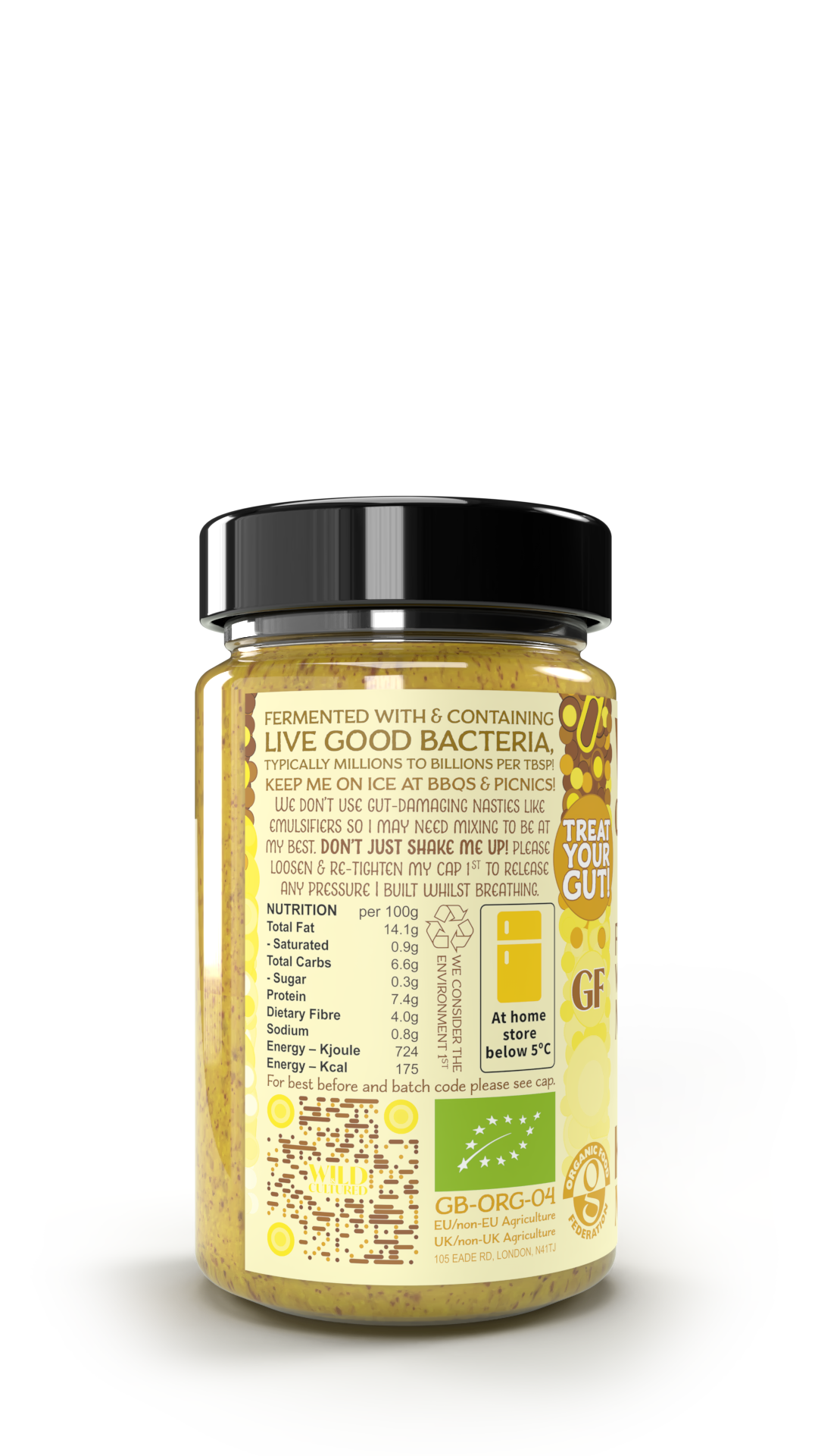 Live fermented organic probiotic gut healthy wholegrain mustard