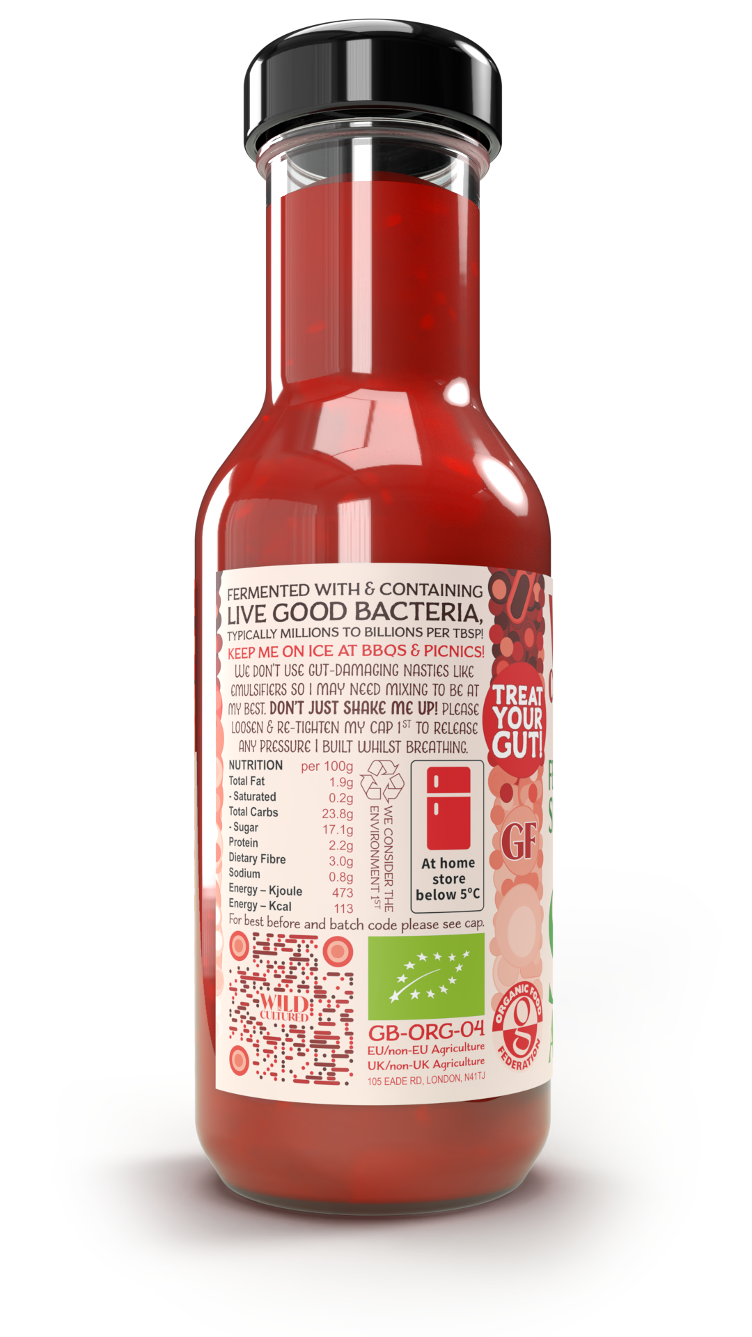 Live fermented organic probiotic gut healthy sriracha