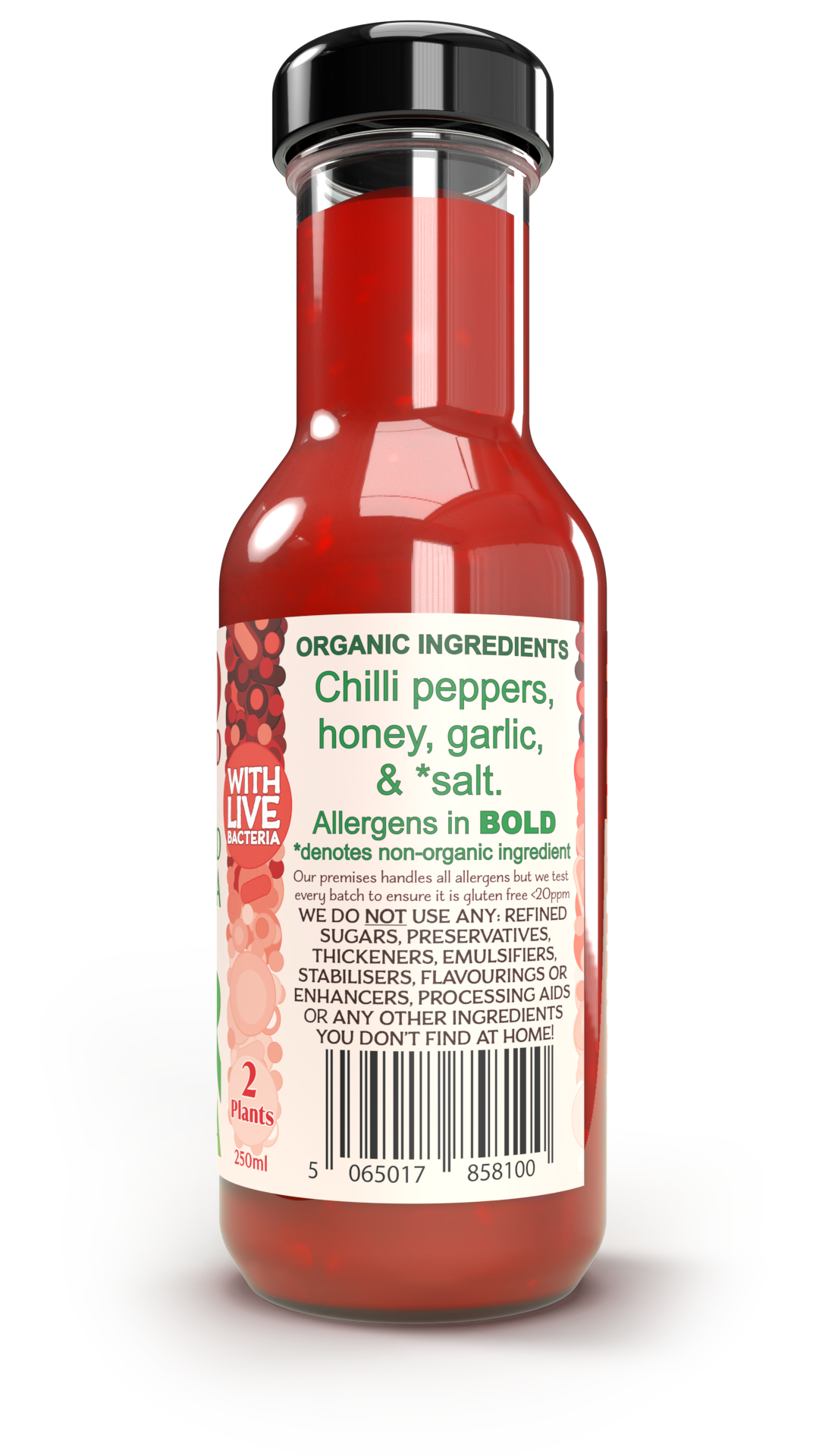 Live fermented organic probiotic gut healthy sriracha
