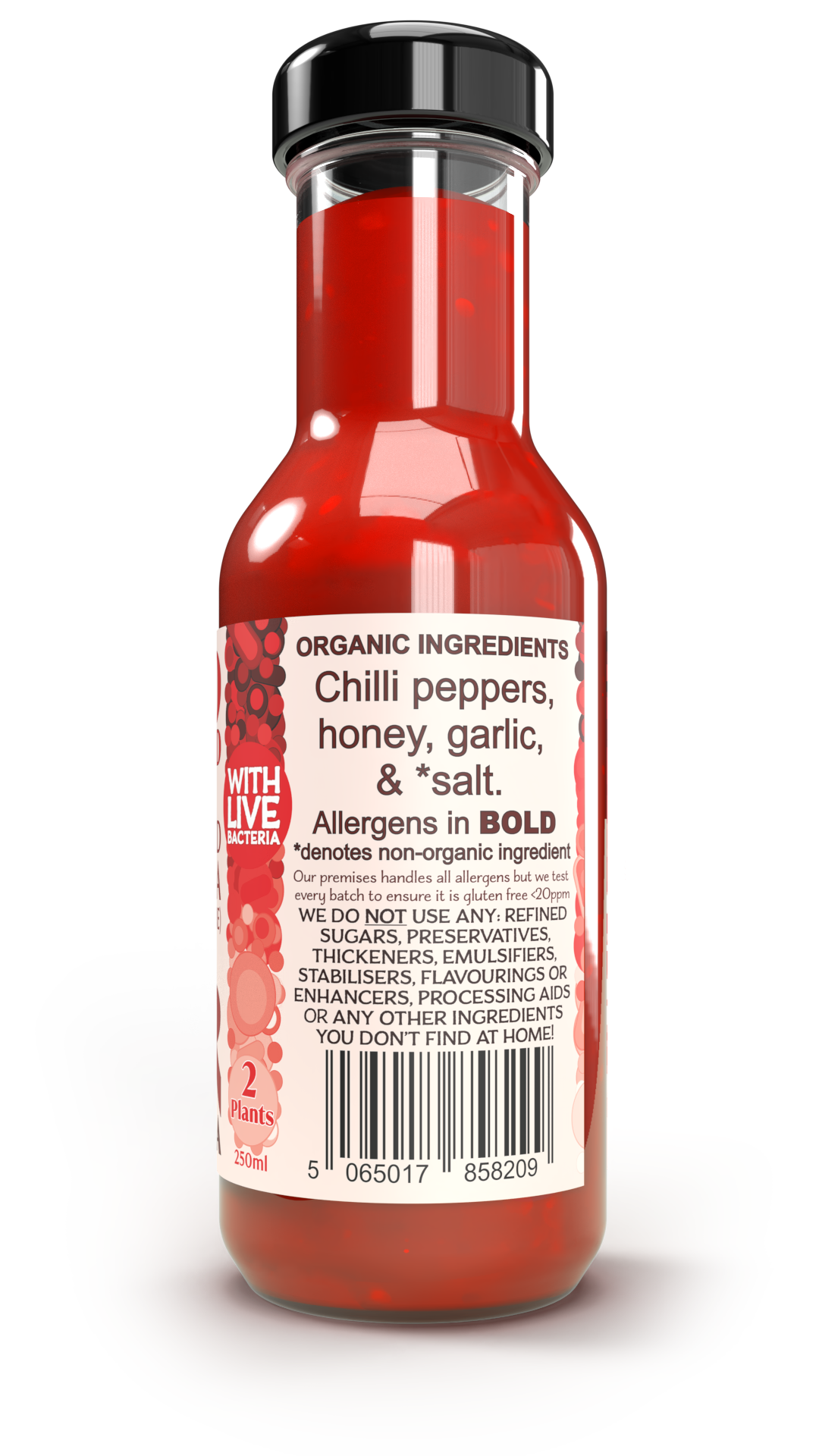 Live fermented organic probiotic gut healthy Sriracha - triple hot